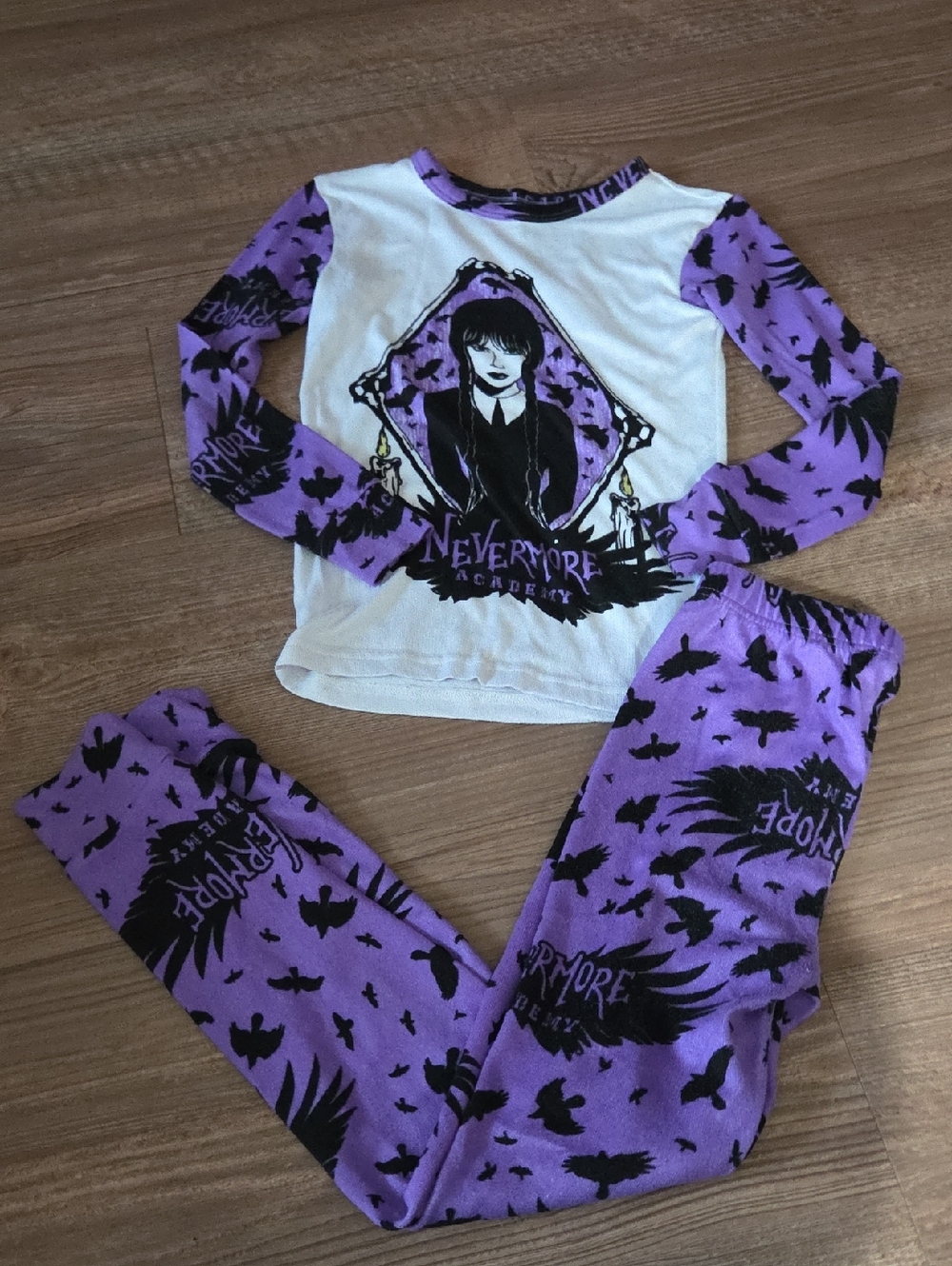 Nevermore Academy Purple & White Girls Pajama Set